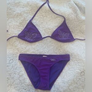 No Boundaries Purple Butterfly Rhinestone Bikini Set